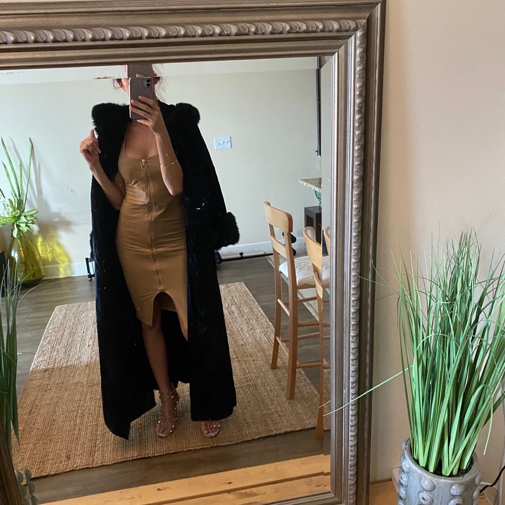 Gartenhaus faux fur long coat